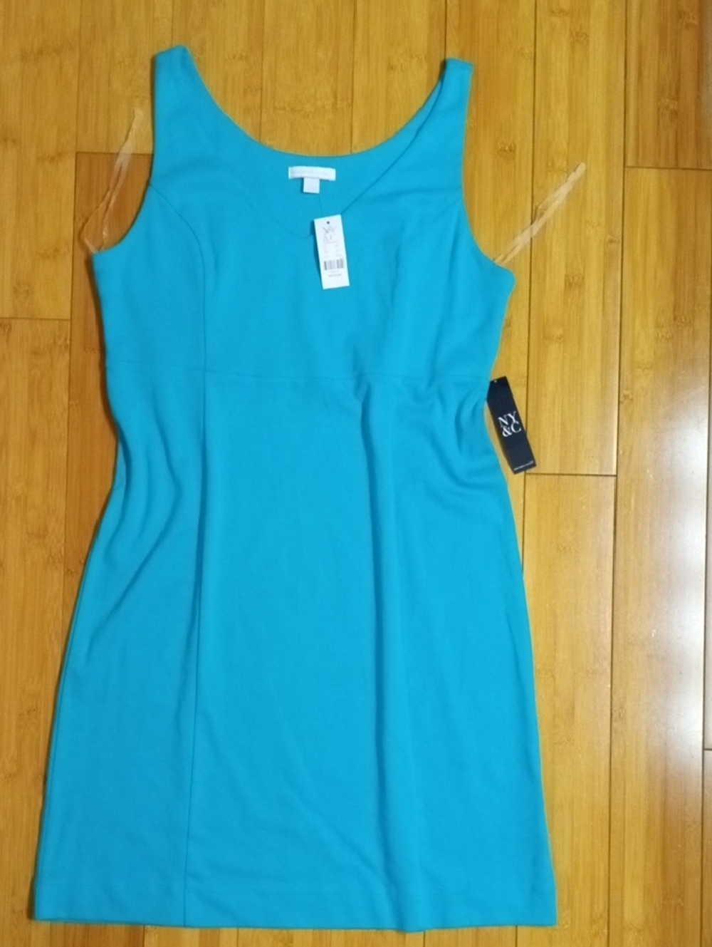 NWT New York & Company Turquoise Dress 100% Cotton. Size Medium